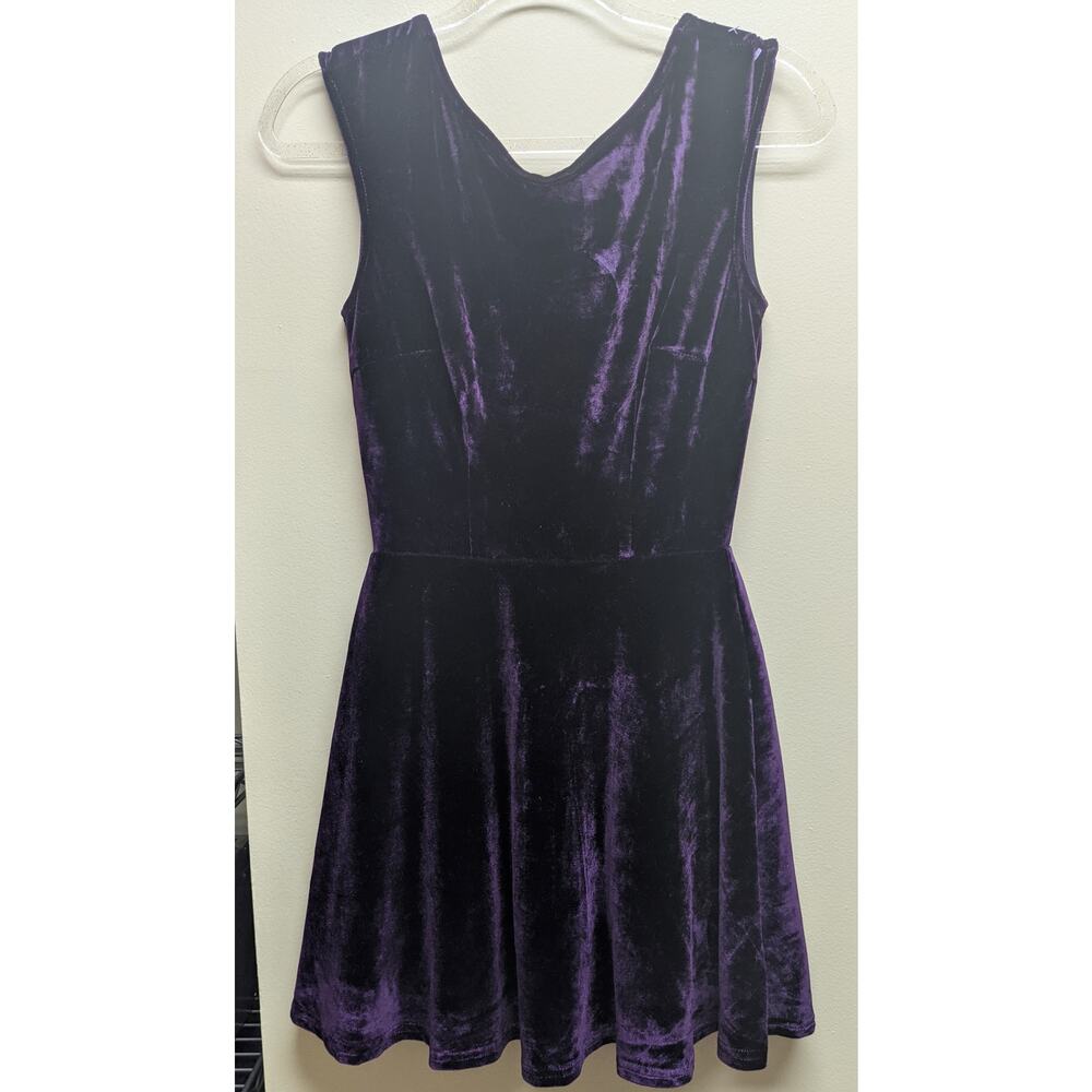 TOBI Purple Crushed Velvet Dress low back  Sz S